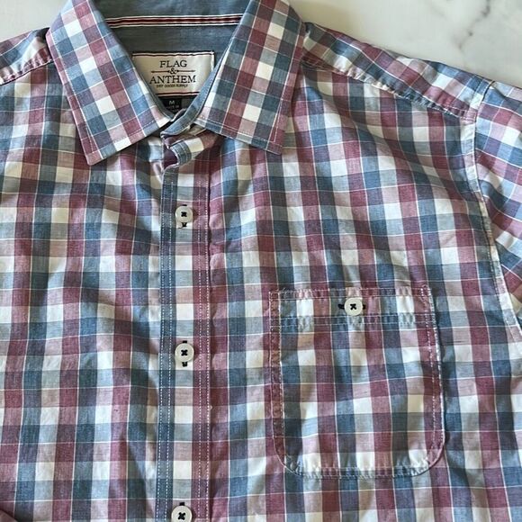 Flag & Anthem Cotton Button Front Shirt Mens M - Picture 3 of 8